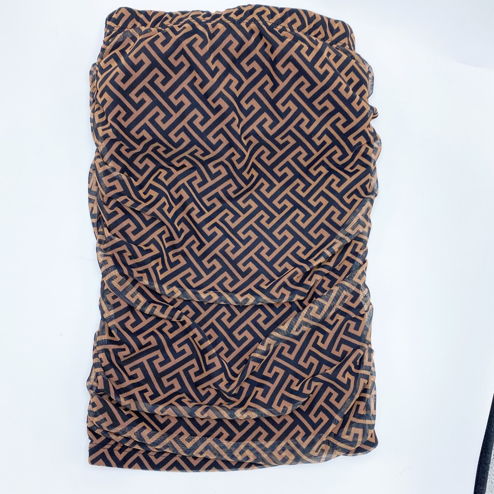 Windsor XS designer inspired logo print brown black strapless tube top Y2K 90s